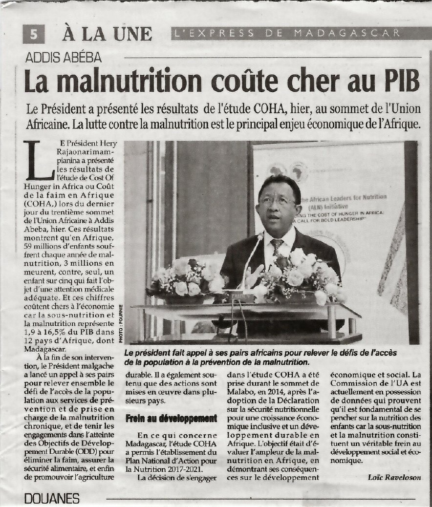 CostHunger's tweet photo. President of #Madagascar H.E. Hery Rajaonarimampianina at the launch of the African Leaders Initiative (ALN) _ #AUSummit2018 #COHA @WanjaKaaria @pwwarui @wfp @WFPafrica @AUC https://t.co/ISjbCExFyP