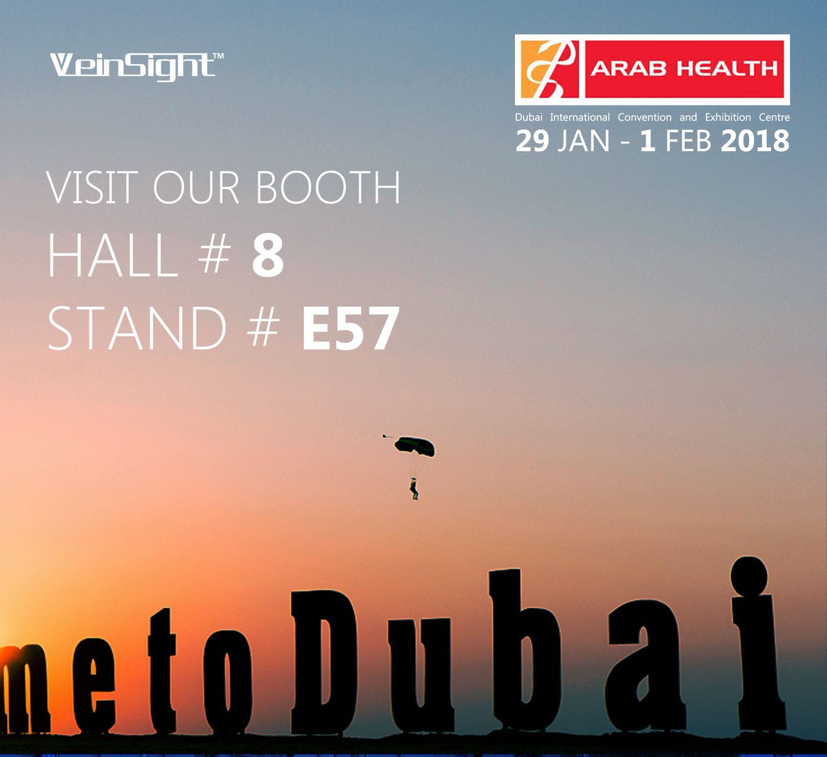 #ArabHealth Excited to announce we will be at 2018 from 29th Jan to 4th Feb. Would you be interested to know more about Vein Technology, looking forward to seeing you. you.www.veinsight.com/en #Congress #SuLinda_Confrences #Dubai #exhibition #medical #trade #fair