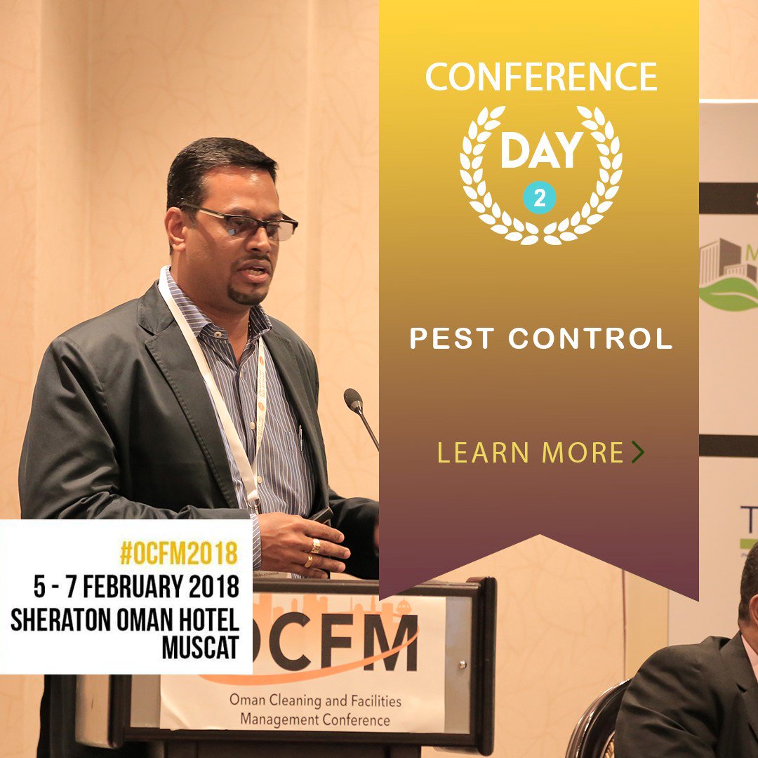 ocfmexpo's tweet photo. Visit the OCFM Conference Day 2 centering on sessions under #Pest #Control &amp; #Pesticides #Management on 6th Feb 2018 at the Sheraton Oman Hotel. Visit https://t.co/7vfNBUIqgD https://t.co/itP0yQy7yR