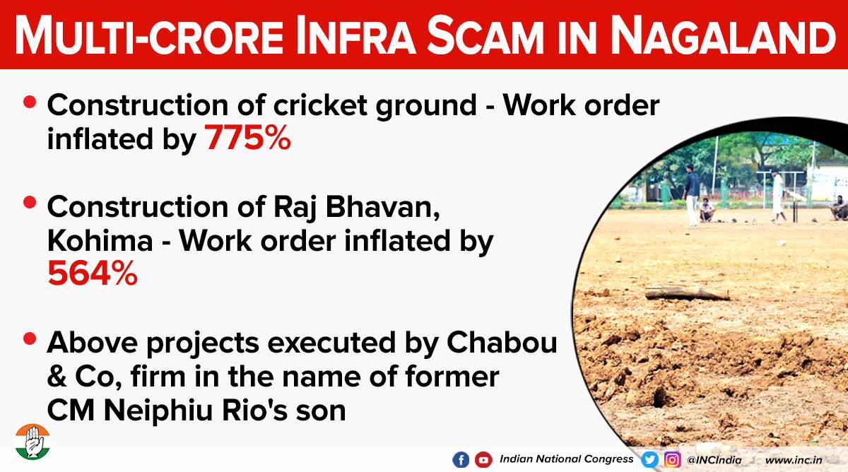 INCNagaland's tweet photo. NPF led DAN govt has been robbing the state exchequer in the name of development. Public works contracts awarded to close associates of former CM Neiphiu Rio at inflated rates.
#InfraScam #NagalandForChange https://t.co/eYuICcXSGY