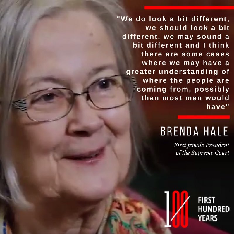 First100years's tweet photo. Today is Baroness Hale’s 73rd birthday - first woman to rise to be president of the @UKSupremeCourt ; we were honoured to be able to share her life story part of our project; watch her extraordinary journey from Yorkshire to Parliament Square: https://t.co/q5dNzEOjbR https://t.co/693qDKT5Ij