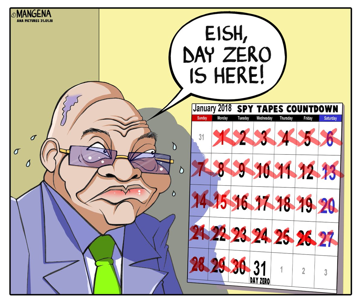 Mangenatoons's tweet photo. #Spytapes: #Zuma's #DayZero is here. #Mangenatoons #ANAPictures #IOLPolitics #TheStartoon https://t.co/Fesd65iyub https://t.co/xeznIPUeYD