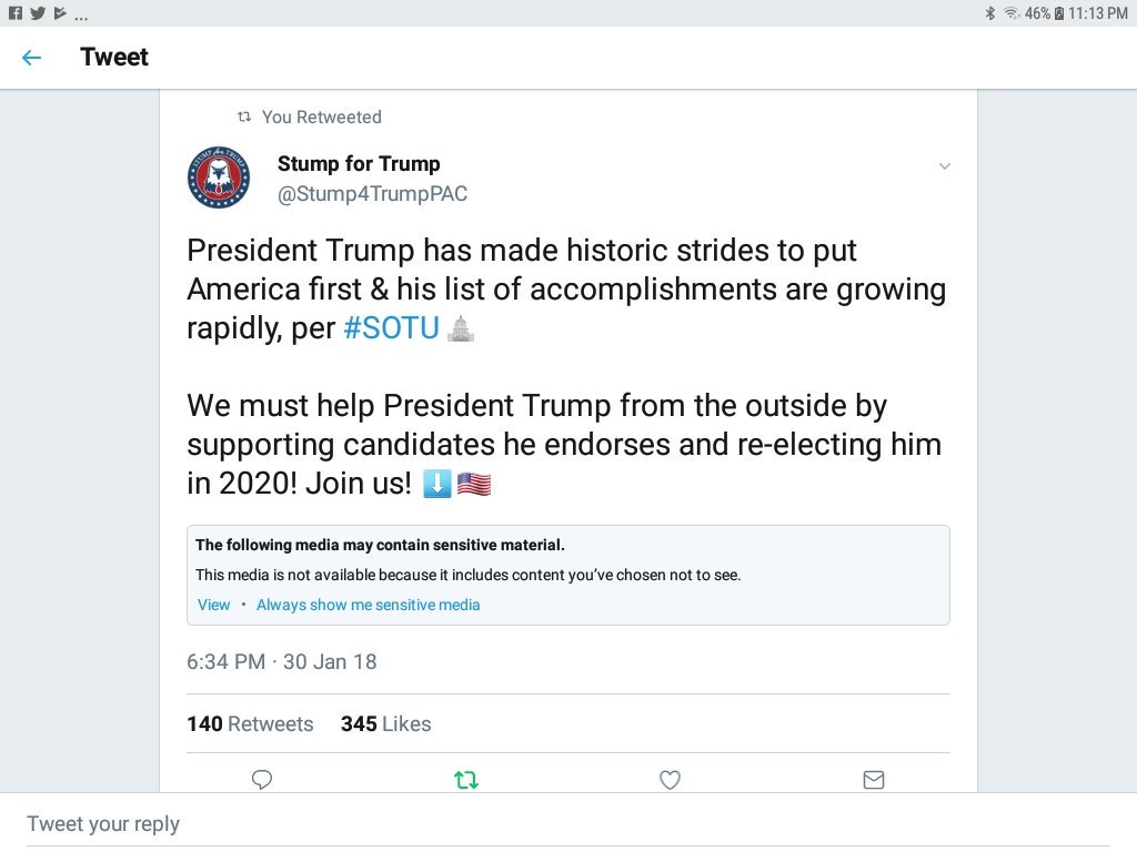 Alaskan3401's tweet photo. @Stump4TrumpPAC Whaaat??? #Imagine the "sensitive material was photo of #POTUS #SOTU #SOTU2018 #codeofvets #StumpforTrump #MAGA @POTUS https://t.co/ZVBGLMXGlO