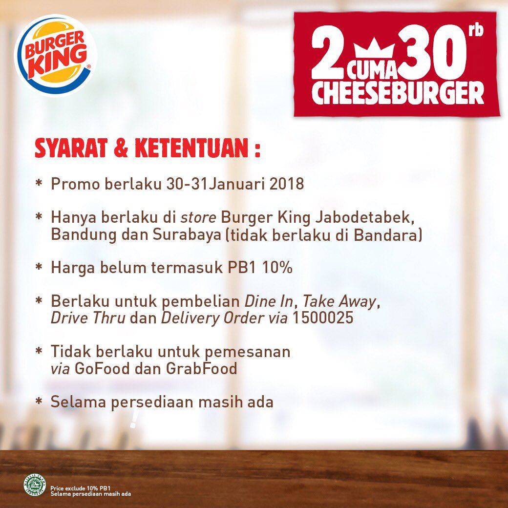 BurgerKing_ID's tweet photo. Hari terakhir buat kamu nikmatin promo 2 Cheeseburger Cuma 30 ribuan! Kapan lagi bisa cobain #TheRealCheeseburger dari #BurgerKingID dengan kelezatan khas #FlameGrilled yang menggoda dengan harga super spesial! ๐ธby anakjajan on IG https://t.co/20f0RM3PnD