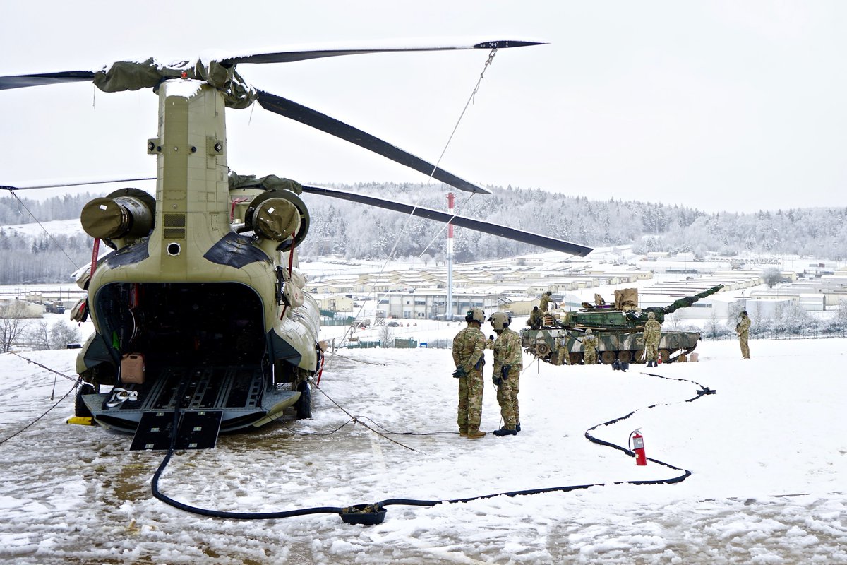 DaggerBDE's tweet photo. Check out #Daggers from 1-18 Inf. Regt. getting fuel support from @1stAirCavBDE. They established a forward arming and refueling point (FARP) to support ground forces during #AlliedSpirit @JMRCHohenfels, Germany. #ReadyNow @USArmyEurope, @7thATC, @FightingFirst https://t.co/bTuJIJTw2Q