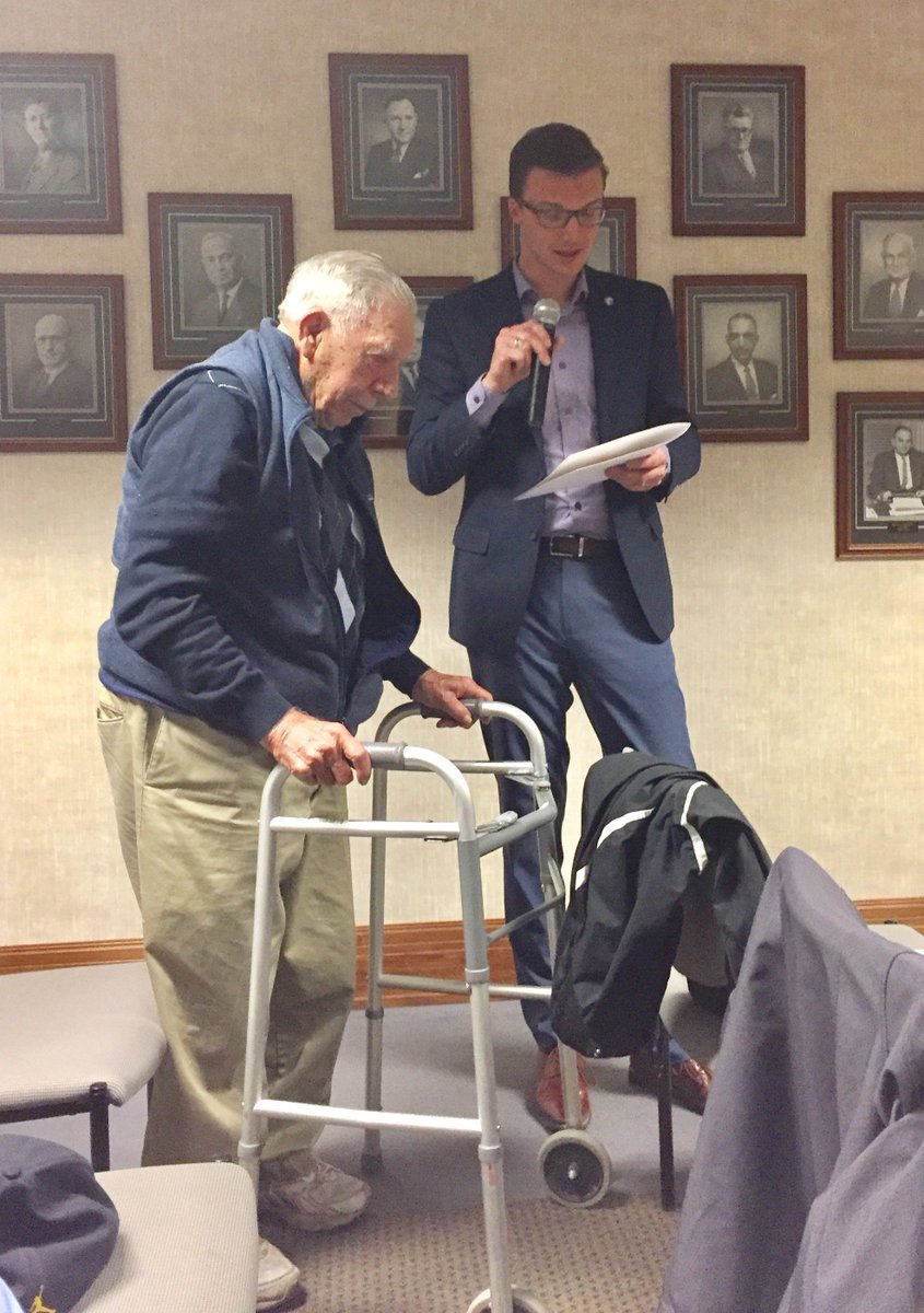 CityOfJacksonMi's tweet photo. City Council commended longtime parks and rec volunteer Elwyn "Rab" Rider at their meeting last night with a proclamation and presentation.

Rider has been a parks board member off and on since 1971, and volunteered for the department's rec programs for more than 50 years! https://t.co/dAkHdhEYgV