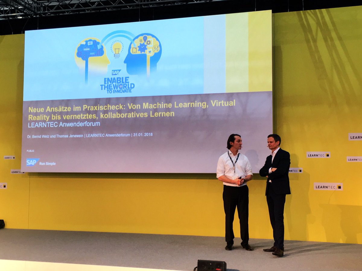 ewingo13's tweet photo. 🔝 Highly topical #keynote speech  #LEARNTEC2018❗️ 
New approaches in the practical check: from #MachineLearning #VirtualReality to #collaborativelearning 
@BerndWelz , Chief Knowledge Officer @SAP SE / @SAPlearn 
#ArtificialInteligence #AI #AR #chatbot #CorporateLearning https://t.co/XY0p8x0dV5
