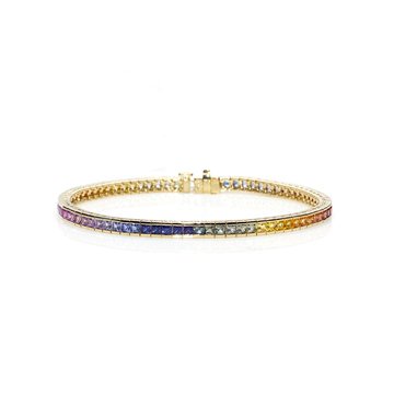 It looks as though the sunny skies are long gone 😭 so today we are wearing our own personal #rainbow! 🌈 
#Sapphire and #ruby line bracelet in yellow gold. We #love it! ❤️🧡💛💚💙💜
richardogden.com/jewellery/item…