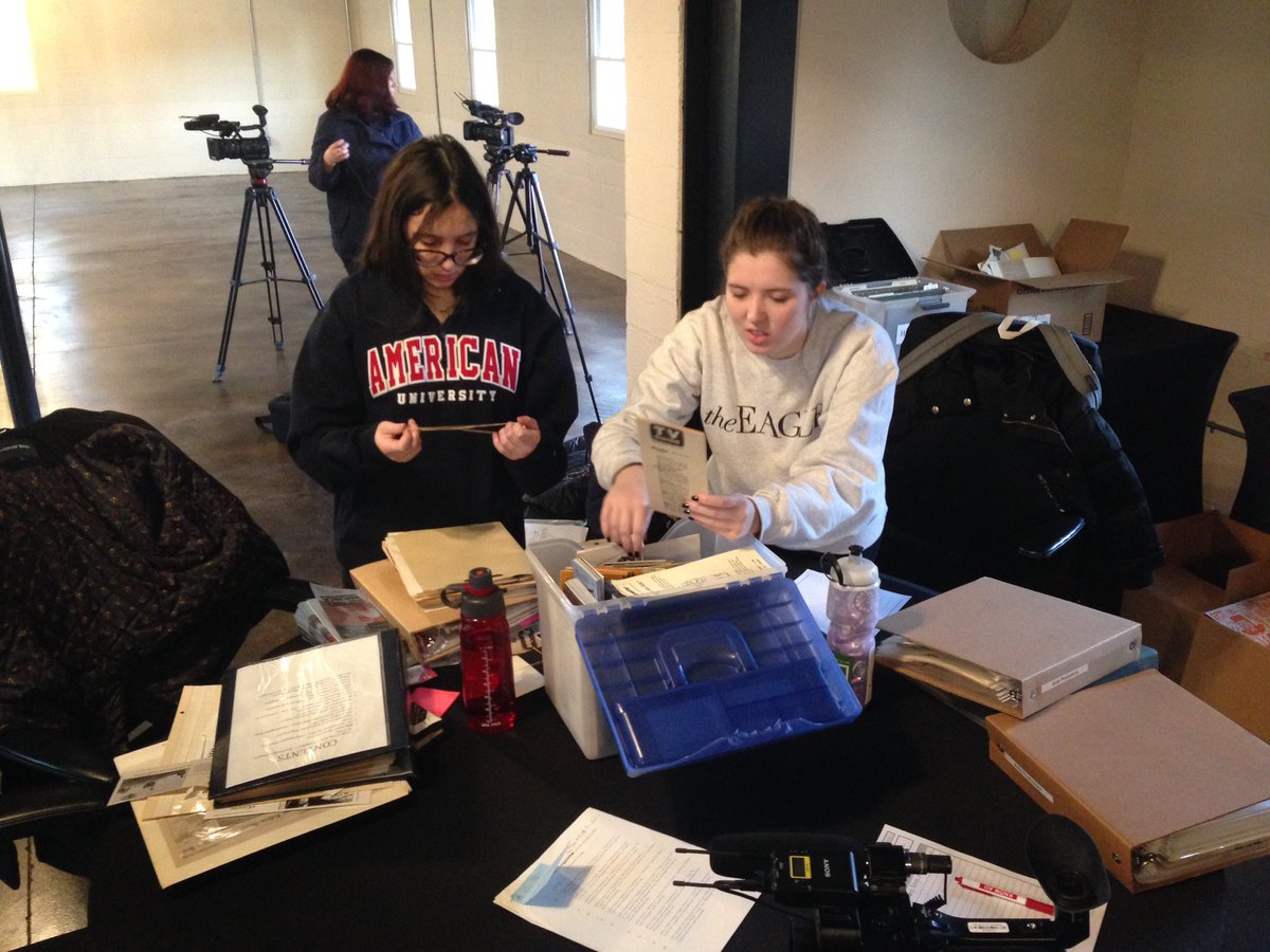 AUScholars's tweet photo. Our documentary film making students working with archival collections at the Airlie center https://t.co/6m66niNDvu