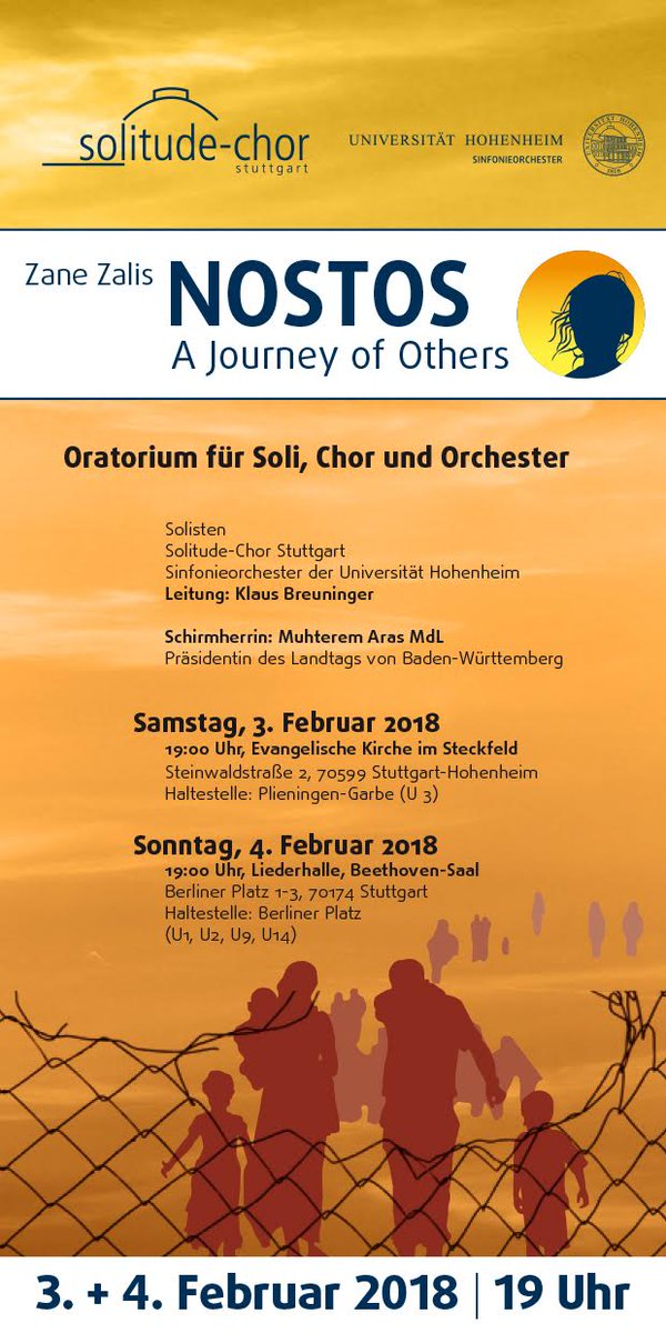 Heute ist die Hauptprobe für unsere Welturaufführung von Zane Zalis' Nostos
Die Konzerte sind am 3.+4.2.18