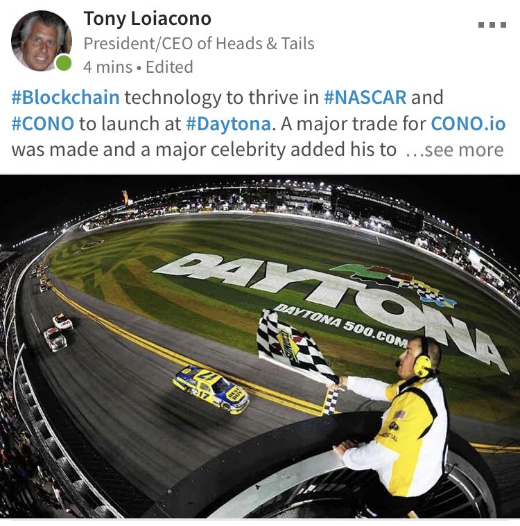 tonyloiacono's tweet photo. #NFL Star Jumps on Board ... announcement forthcoming.
#Blockchain used in major trade for #Daytona #NASCAR @DISupdates
#Athletes #Celebrities #DigitalSignage #CrossPromotions #Foundation #bitcoin #altcoin #token #dlbx #cryptocurrency #speedway #Exchange https://t.co/zQVps3GkZk