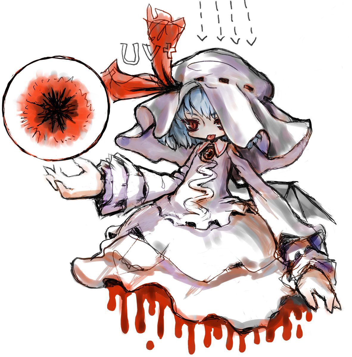 ghenik's tweet photo. 月食によりレミリア感の高まりを感じるので5年位前に作ったミニ東方本からイキのいい部分を抜粋してお茶を濁す　インクジェット本なのでISI PRESSの石さんの真似をして水濡れ注意のページがある　my old works,for lunar eclipse https://t.co/608vRUPqbE