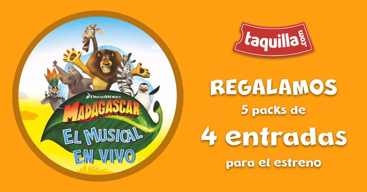 Te llevamos al estreno del musical de Madagascar 🦁🦓¡GRATIS y en familia!🐧🌴

Sólo necesitas tu correo electrónico para participar. ¡Mucha suerte a todos!🤗➡ taquilla.com/sorteos/madaga…