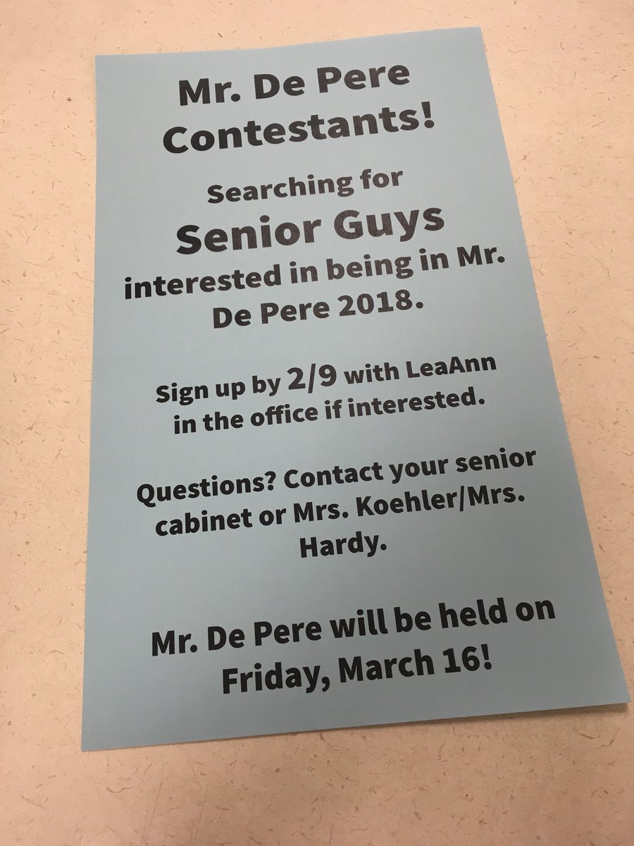2018dphs's tweet photo. Sign-ups for Mr. De Pere are beginning now! This year’s theme — “Mr. America!” 🇺🇸🤴 https://t.co/5Q0i5EPL2P