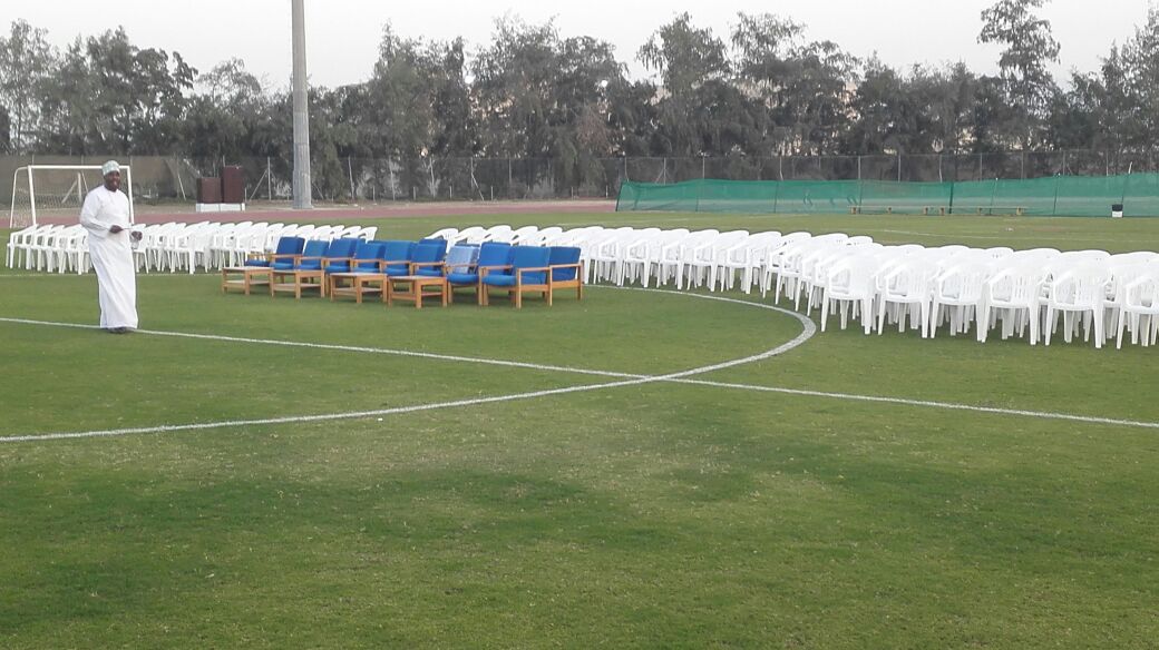 جانب من تجهيزات حفل الختام والمباراة النهائية 

#بطولة_جامعة_السلطان_قابوس_للمؤسسات_الحكومية_والخاصة_لكرة_القدم