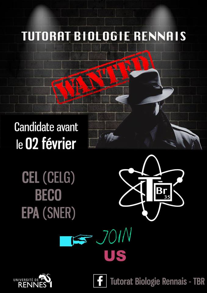 Grande nouvelle pour les L1 #bio ! Après le #TutoratRennais des #PACES, le #tutorat @EcoRennes1, une nouvelle initiative étudiante #CampusBeaulieu : le Tutorat Biologie Rennais
🔜les 1res conférences de révisions. D'ici là, le TBR recrute des volontaires facebook.com/UnivRennes1/po…