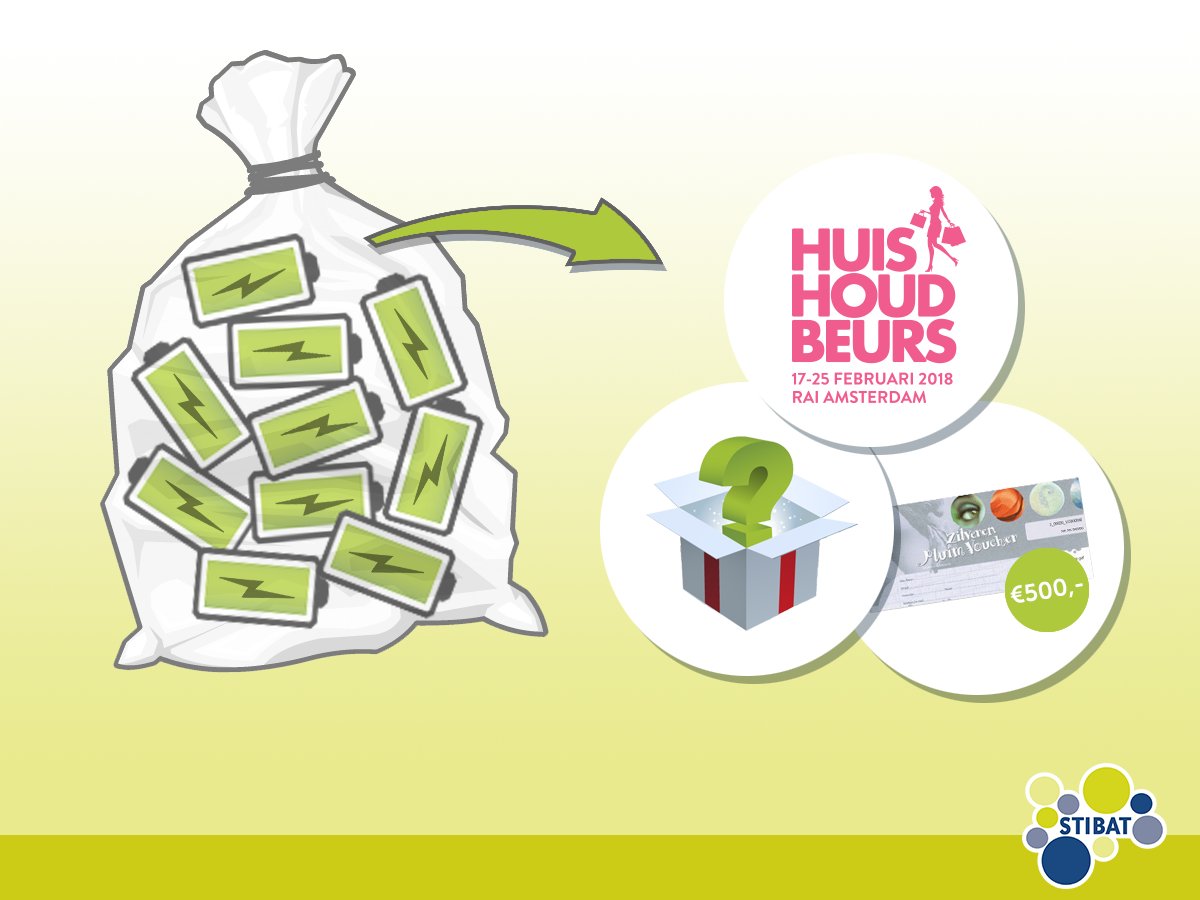 Stop 10 @legebatterijen samen met je naw-gegevens in een zakje en lever dit in bij de stand van Stibat. Je ontvangt gegarandeerd een cadeau en maakt kans op mooie prijzen! Wie weet is die Pluim cadeaubon t.w.v. €500,- straks wel van jou.