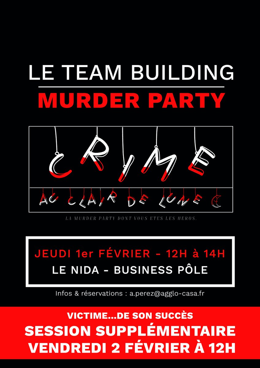 BusinessPole's tweet photo. 📣[LUNCH BREAK] Amis enquêteurs, un nouveau #teambuilding vous est proposé demain 01/02 ! Cette fois, il vous faudra résoudre l'énigme de la #murderparty ...! 2nd session le 02/02 ! Prêts à relever le défi 🔎? #FunnyLunch #startup #Entrepreneur https://t.co/MQ7HVDigrg