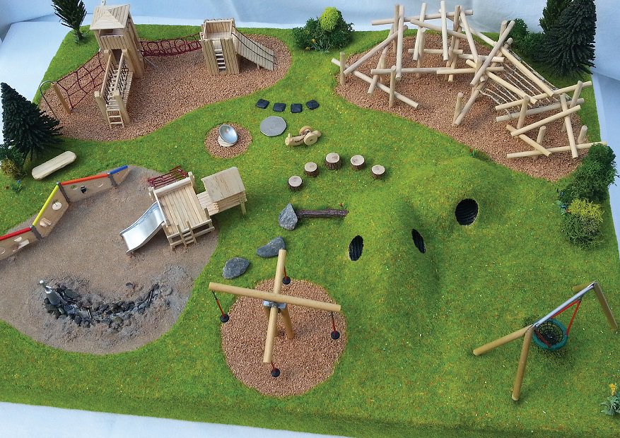 TimberplayLtd's tweet image. Ta da! Our scale model features some exciting pieces of play equipment. Everything you see here we can do. Including the landscaping. @NFANUK Stand C10.