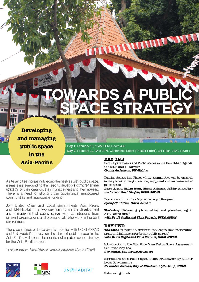 uclgaspac's tweet photo. @uclgaspac with @UNHABITAT provides a 2-day training program at @wuf9kl2018 to dissect issues on #PublicSpaceStrategy. Don’t miss out on this perfect opportunity! #WUF9 #NewUrbanAgenda #Insight4Leaders #4BetterLocal https://t.co/XVZQAjWenE
