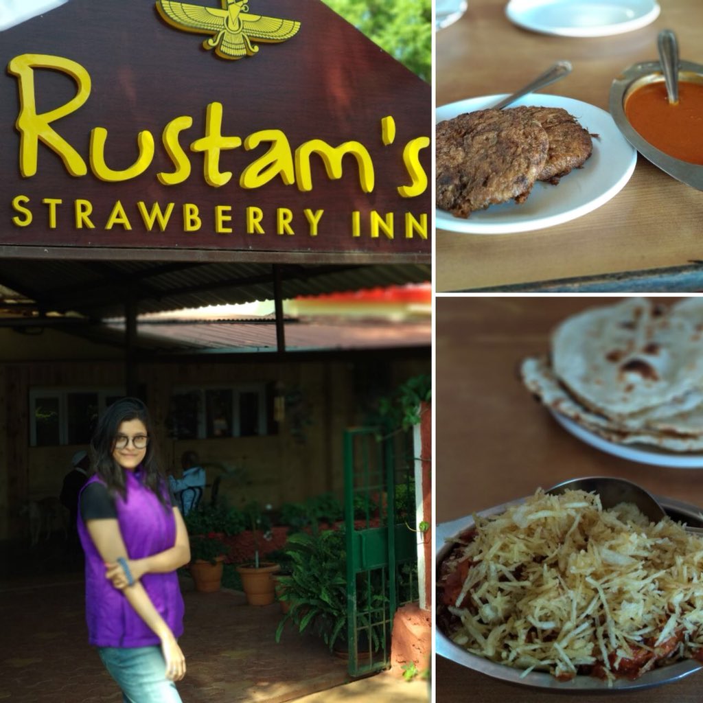 rewati_limaye's tweet photo. A sumptuous Parsi lunch at #rustamsstrawberryinn 😝😍 #parsifood #sali #muttoncutlet #traveldiaries #foodie https://t.co/zenEB0Ralx