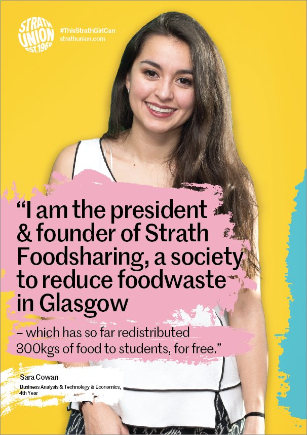 StrathUnion's tweet photo. Sara is the president and founder of Strath Foodsharing. So far, they've redistributed 300kgs of food - that would be wasted - to students for free, through a community fridge which was set up at the end of September. #ThisStrathGirlCan https://t.co/yE5PhYwXiI https://t.co/idjv8tQQrN