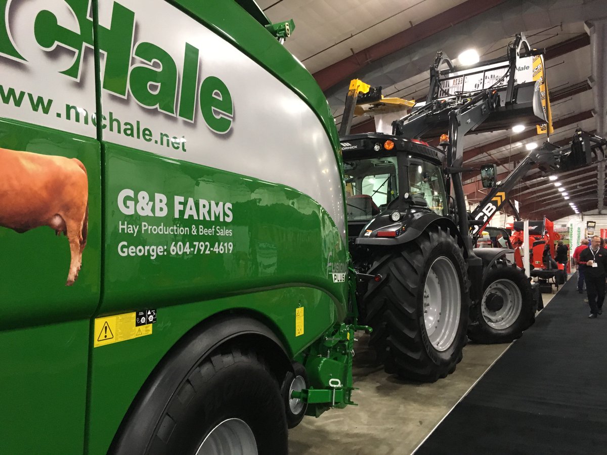 McHaleOfficial's tweet image. This week McHale were exhibiting at Pacific Agriculture Show through our dealer Matsqui Agri Repair. Check out the display they had on show! #McHale #Fusion3Plus #ProGlide #C460 #Orbital #Farming #Agriculture #Deutz