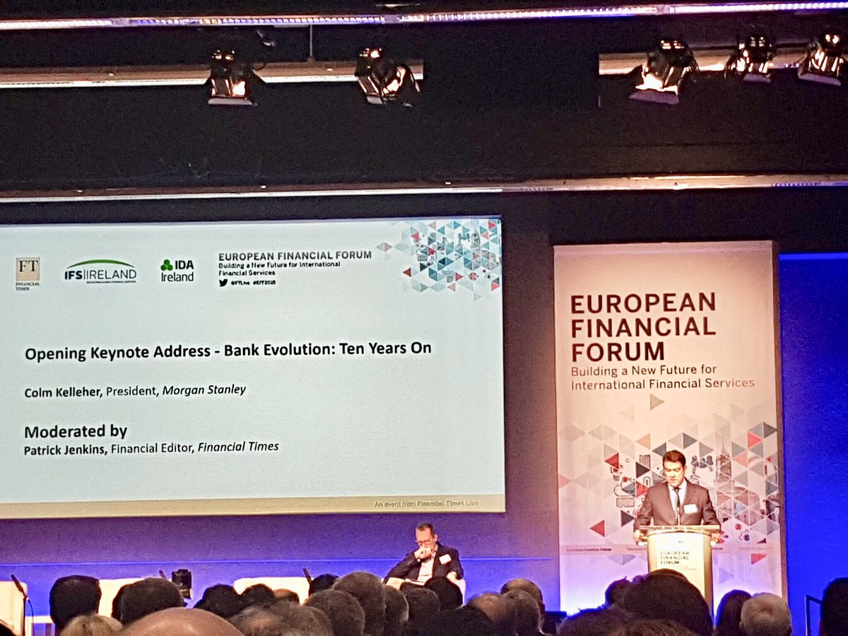ConorJ_OReilly's tweet photo. #ColmKelleher President of @MorganStanley discussing the bank evolution from 10 years on from the global crash and how #cybersecurity is now the biggest challenges facing the banking industry #EFF2018 #FTLive #IDAIreland https://t.co/84U6wujpoD