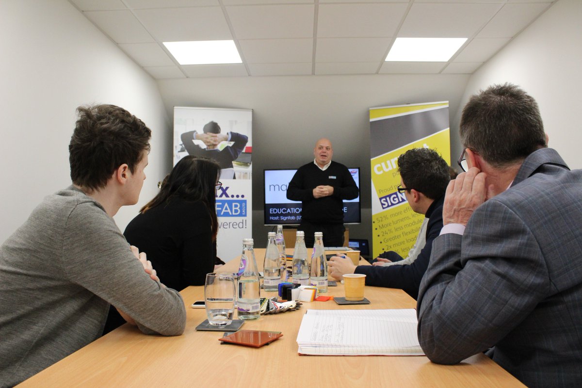 SignFabUKLtd's tweet photo. The group from @SignsExpress are all settled in, making a start on their @makeihsc day. #socialsigns #leicester #training #signs https://t.co/Sy54BM0vgv