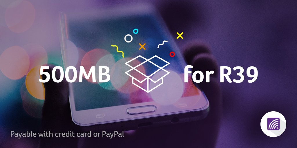 AlwaysOnWiFi's tweet photo. Need a little extra juice to get you through the month? Get 500MB #AlwaysOnWiFi Data for only R39! #HotSumma #CoolData https://t.co/pRTo0Vfxtt