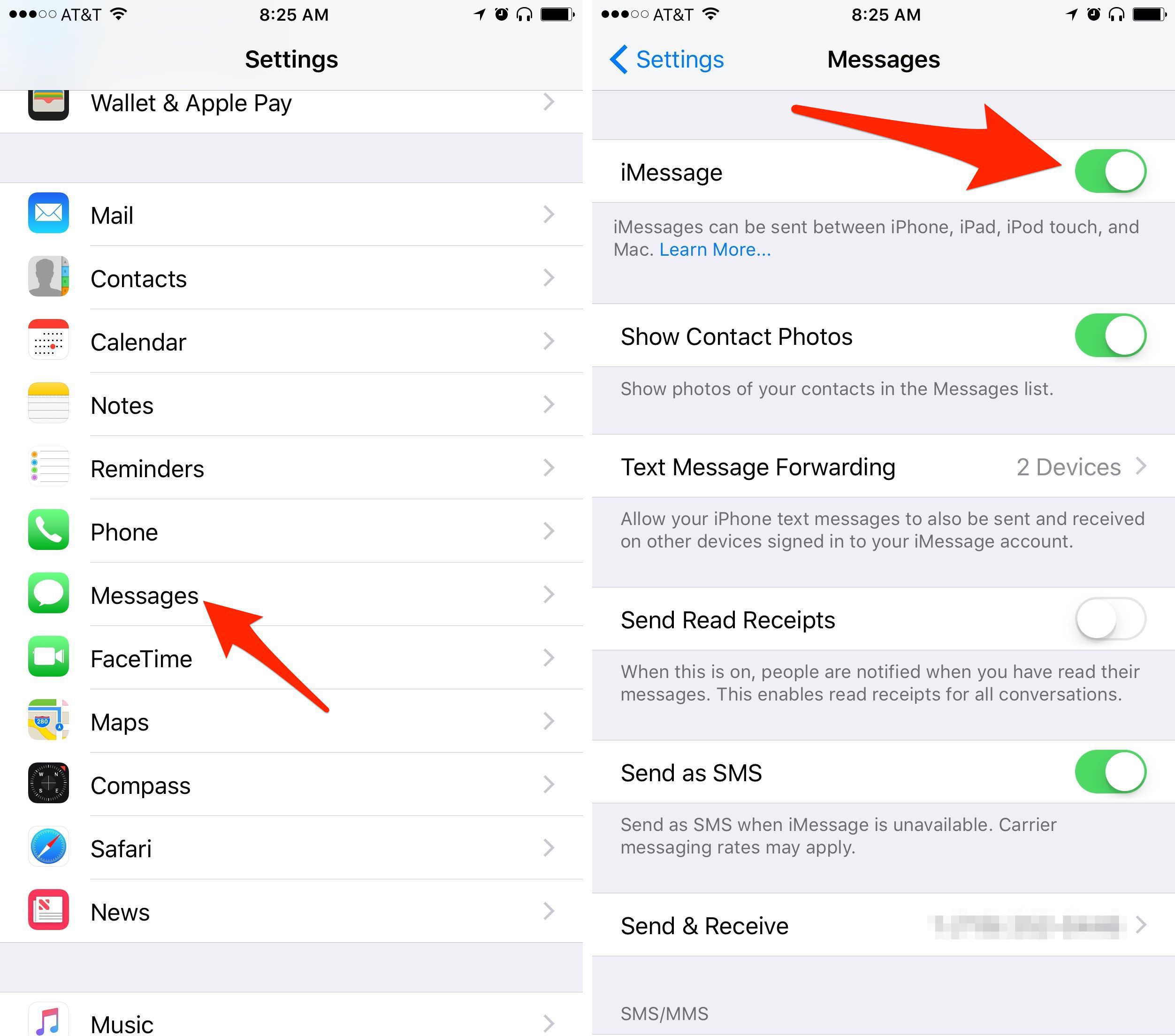 Отключение IMESSAGE iphone
