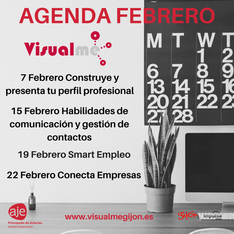#agendafebrero Si estás en búsqueda de #empleo estás emprendiendo y quieres mejorar tus #competenciasdigitales #elevatorpitch y tu #identidadprofesional inscribete ya en visualmegijon.es o a través de la @empleo_gijon