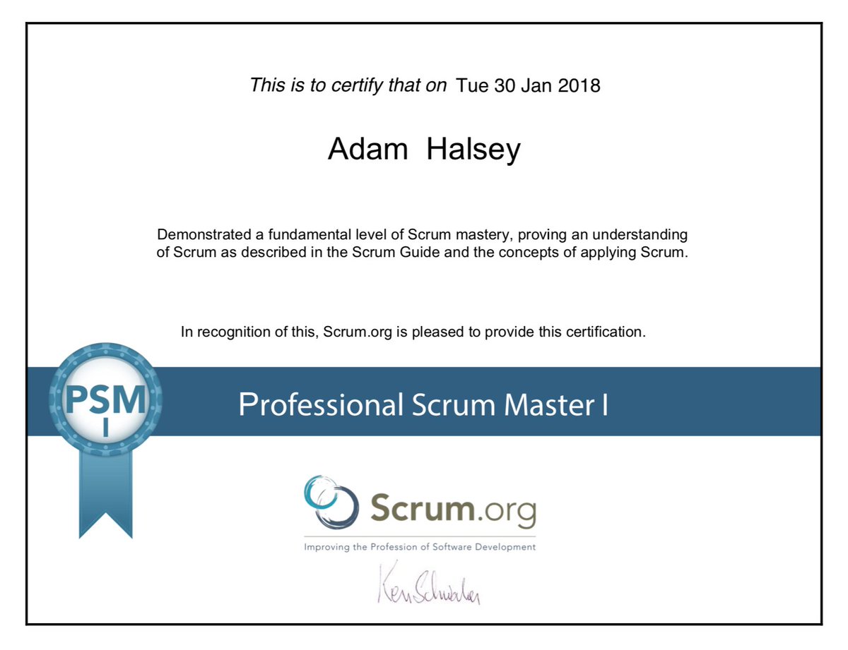 f3group_uk's tweet photo. Well done to @f3group_uk's @Adamhalsey for passing his Professional Scrum Master (PSM1) exam with flying colours! Adam achieved 95% in Project Management, IT Development. 80 questions in 1 hour! @Scrumdotorg
#DevelopmentAndConstructionManager #ProudTeam #WednesdayWisdom https://t.co/upwHOTm7R5
