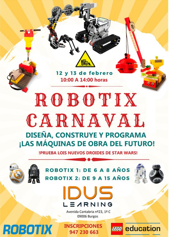 IDUS_Learning's tweet photo. ROBOTIX CARNAVAL. CONSTRUYE MAQUINA DE OBRA DEL FUTURO!!!, Plazas limitadas https://t.co/VeC0VrgbC8