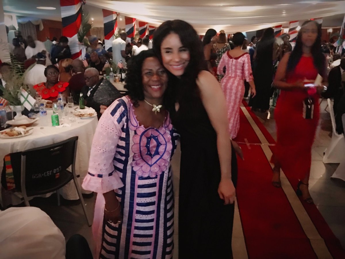 KimberlyMoore51's tweet photo. A great day w/my #AdoptACountry partner #EbenezerNorman of @ndhopeorg for education and amazing humanitarian #RosanaShaack of #ThinkLiberia at the Inaugural Luncheon and Inaugural Ball for President George Weah's inauguration in #Liberia. https://t.co/sfqaQws8lC