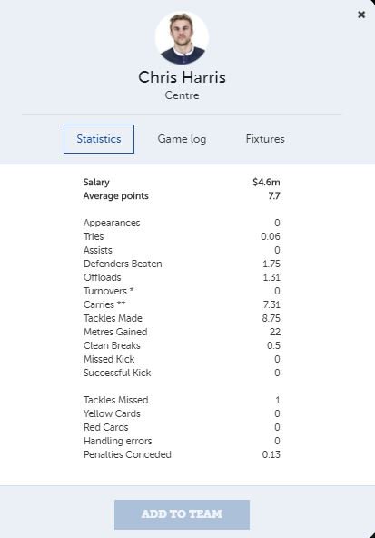 RP_fantasy's tweet photo. Chris Harris starts for Scotland this weekend. He is the in form Scottish centre according to our stats based on domestic form! Good shout Greg ;) https://t.co/wdIk1J2wNw