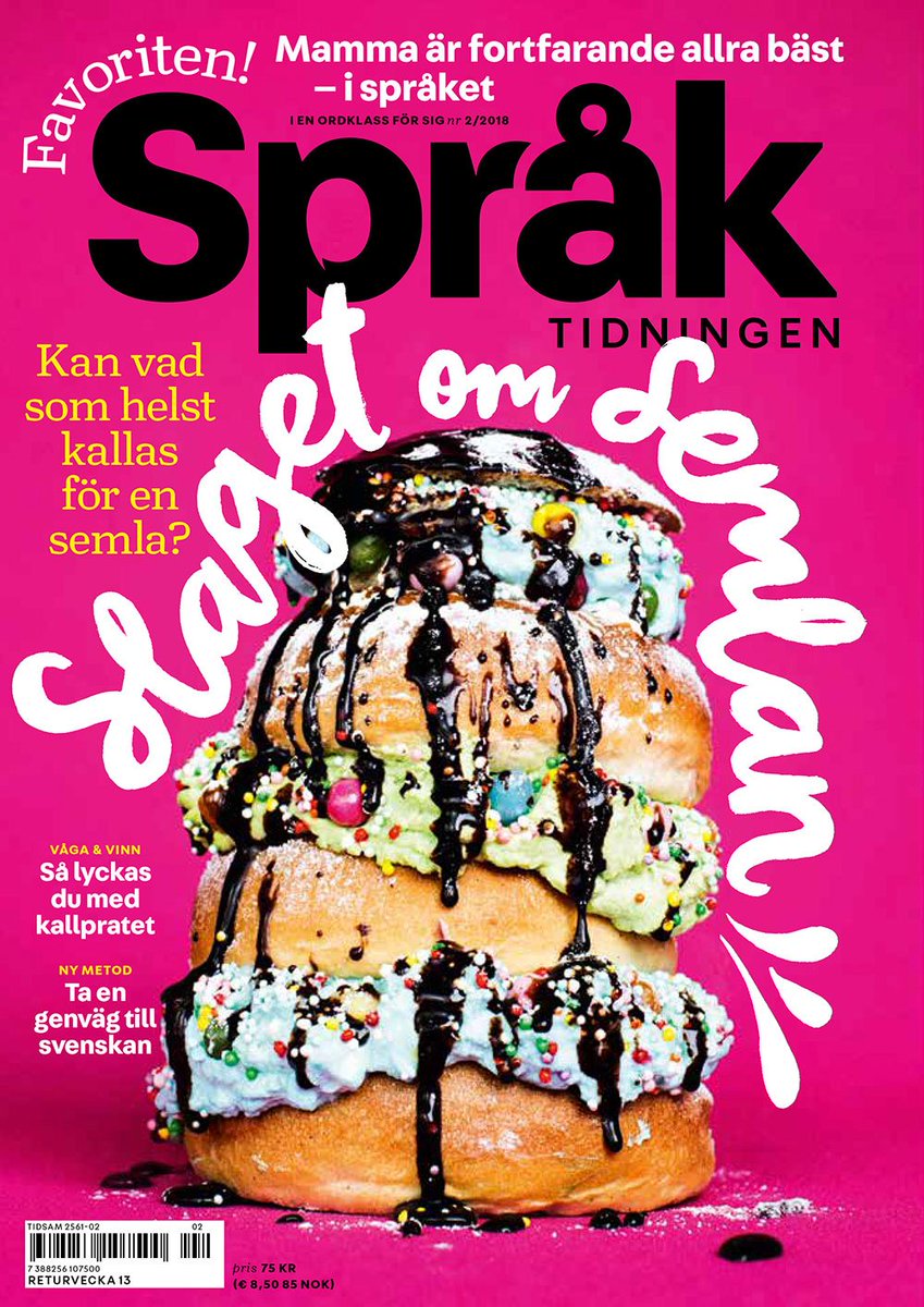 spraktidningen's tweet photo. Kan vad som helst kallas för en semla? Och varifrån kommer ordet semla? I nästa nummer sätter vi tänderna i ett av våra populäraste bakverk. Plus konsten att kallprata, kymriska, inlärning av svenska i expressfart med mera. Börjar delas ut till prenumeranter 12 februari! https://t.co/eO4IOO2HR3