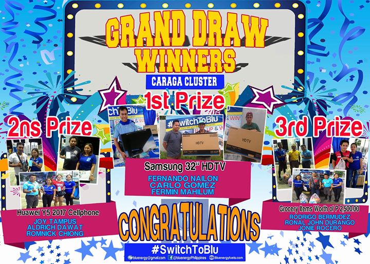 myBluEnergy's tweet photo. Congratulations to all CARAGA WINNERS for our Switch To Blu Raffle Promo held at Butuan, Montilla Station last January 8, 2018. https://t.co/Ie3mMioiHH