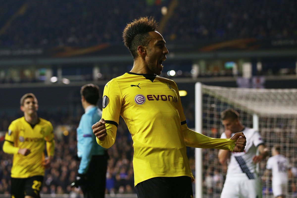 talkSPORT's tweet image. An @Arsenal hero already?

@Aubameyang7 scored four goals in four games against Tottenham for @BVB 👀