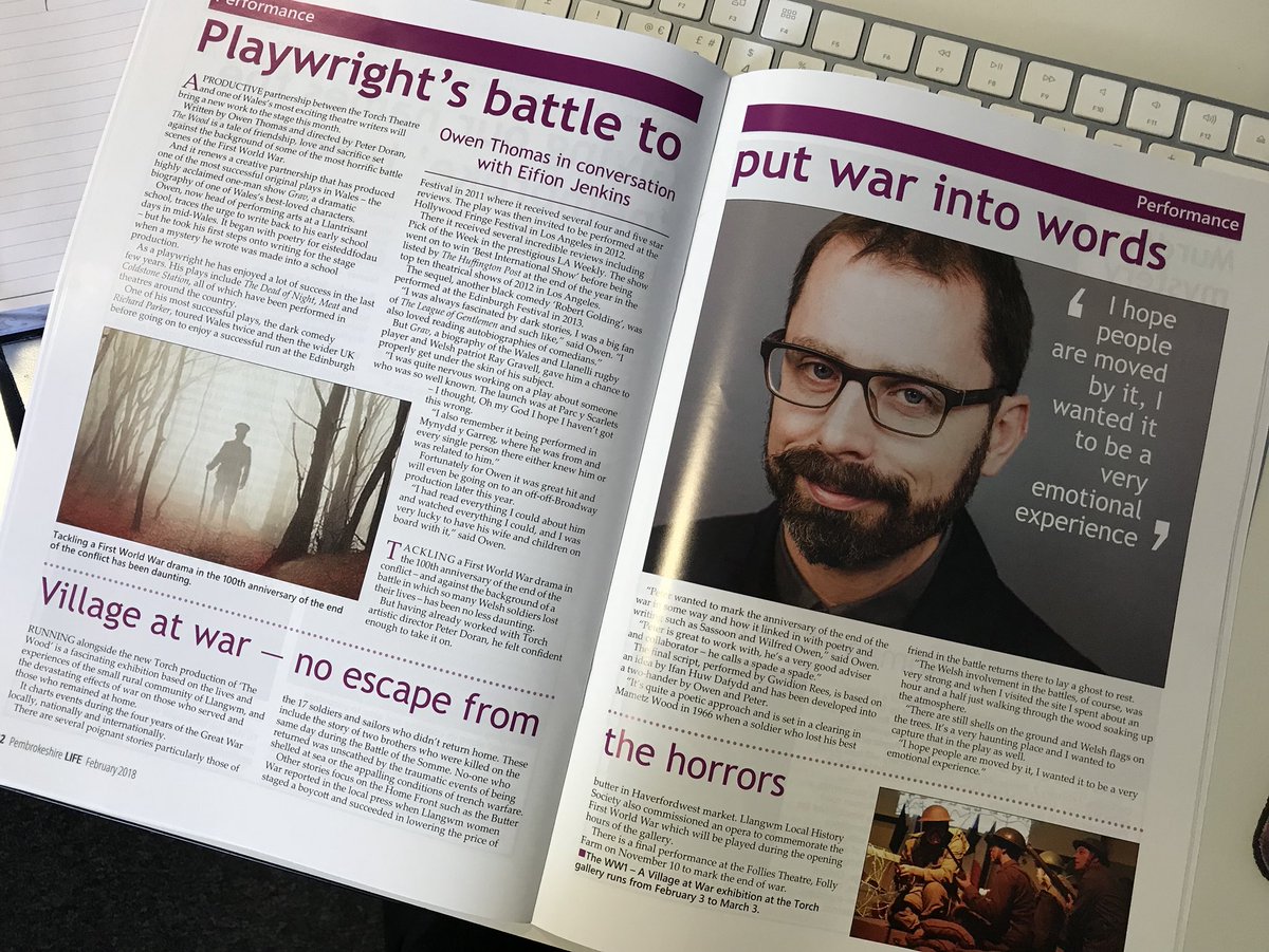 Lovely double page article about our upcoming production #TheWood with writer <a href="/owenplaywright/">Owen Thomas</a> in February’s edition of the Pembrokeshire Life.