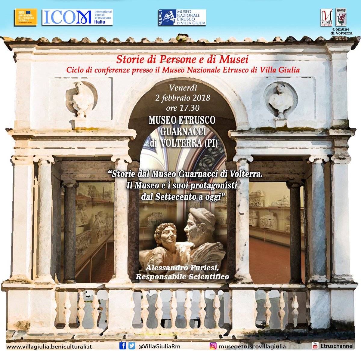 VillaGiuliaRm's tweet photo. #StoriediPersoneediMusei Il 2 febbraio alle 17,30 ospitiamo il #Museo #Etrusco #Guarnacci di #Volterra con Alessandro Furiesi. Vi aspettiamo!  https://t.co/4glTLcYq9g https://t.co/Js1F5i8Ms9