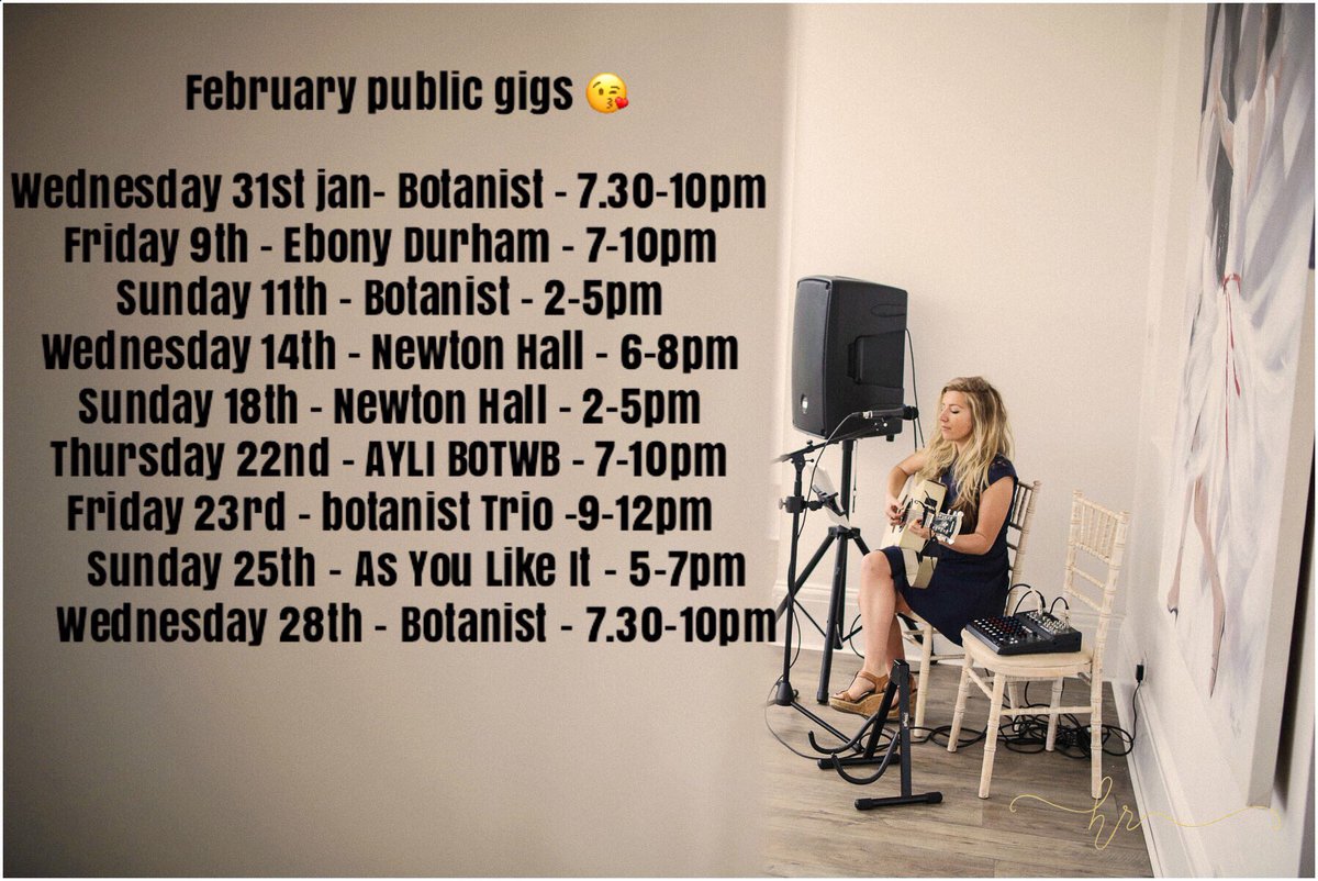 February public gig dates ❤️🎤🥂💃 #livemusic #acousticmusic <a href="/AMVLIVEMUSIC/">AMV Live Music</a> <a href="/ge/">Geraldine</a>
