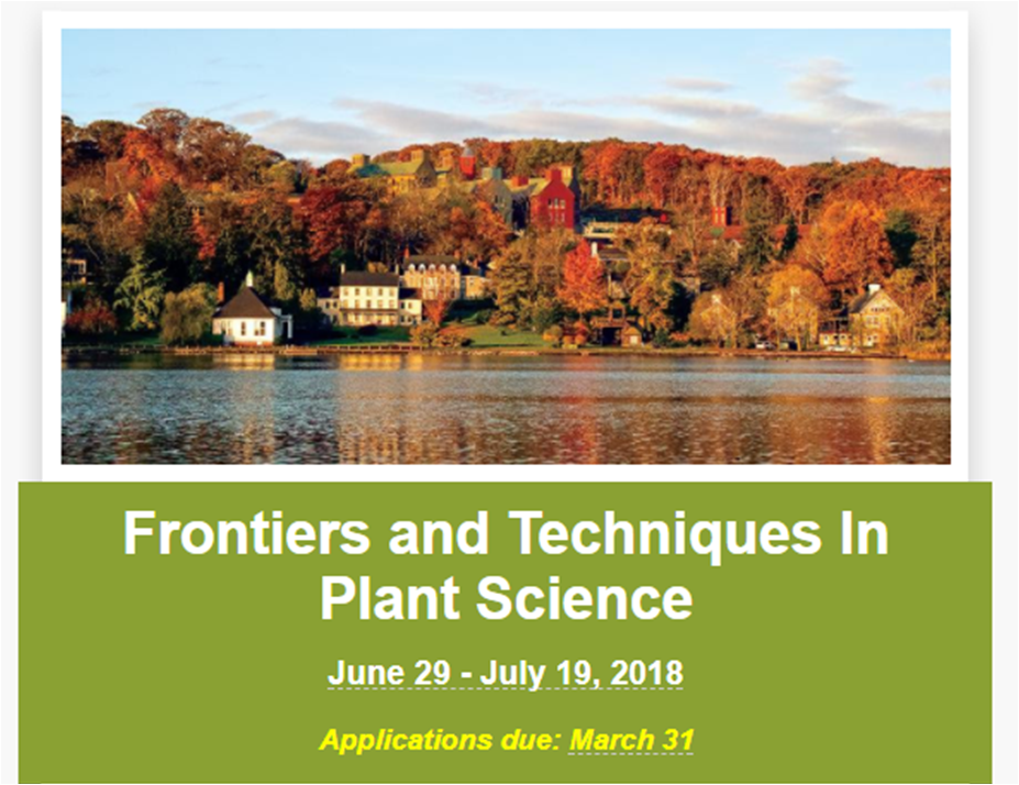 CSHLplantcourse's tweet photo. The amazing @cutlersr @JoseDinneny & Uta Paszkowski are instructors for this year's #CSHLcourse Frontiers and techniques in Plant Science.
Deadline: March 31, 2018
Application and scholarship information: https://t.co/wU4wEH9vvO https://t.co/VcSwNC1iVx