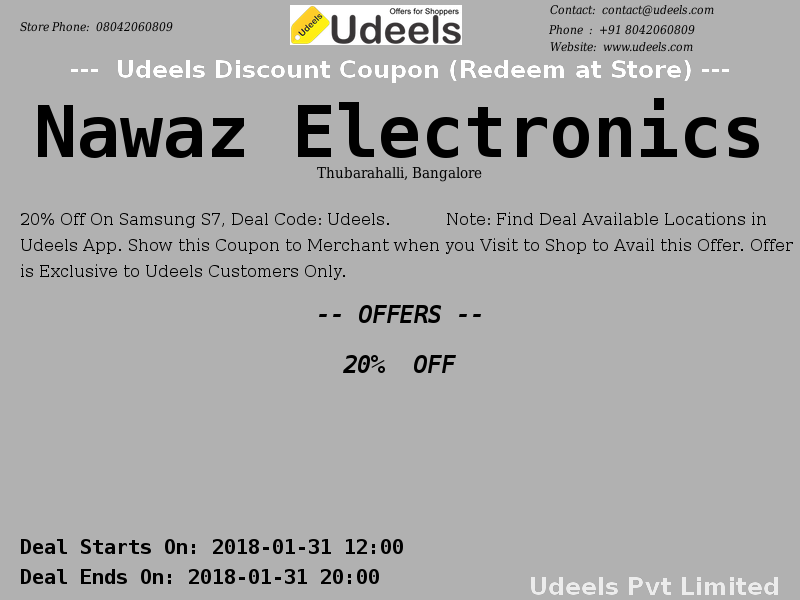 UdeelsBengaluru's tweet photo. 20%  OFF | 20% Off On Samsung S7 | #NawazElectronics | #ComputersElectronics | #Thubarahalli | #Bangalore
https://t.co/PS2mscXE9m https://t.co/1ogIm28UOZ