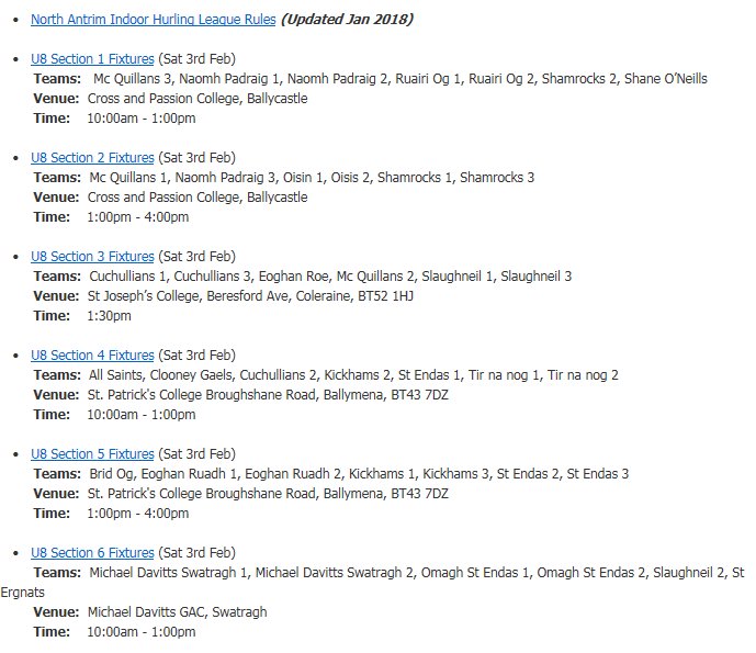 Central Restaurant Ballycastle U8 Indoor Hurling League - 1st rnd fixtures are now available northantrimgaa.com/-events/centra… <a href="/northantrimgaa/">North Antrim GAA</a> @Central_WineBar