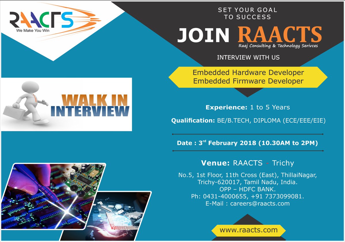 RAACTS_Trichy's tweet image. #Walk_in_Interview
Looking for #Embedded_Developer