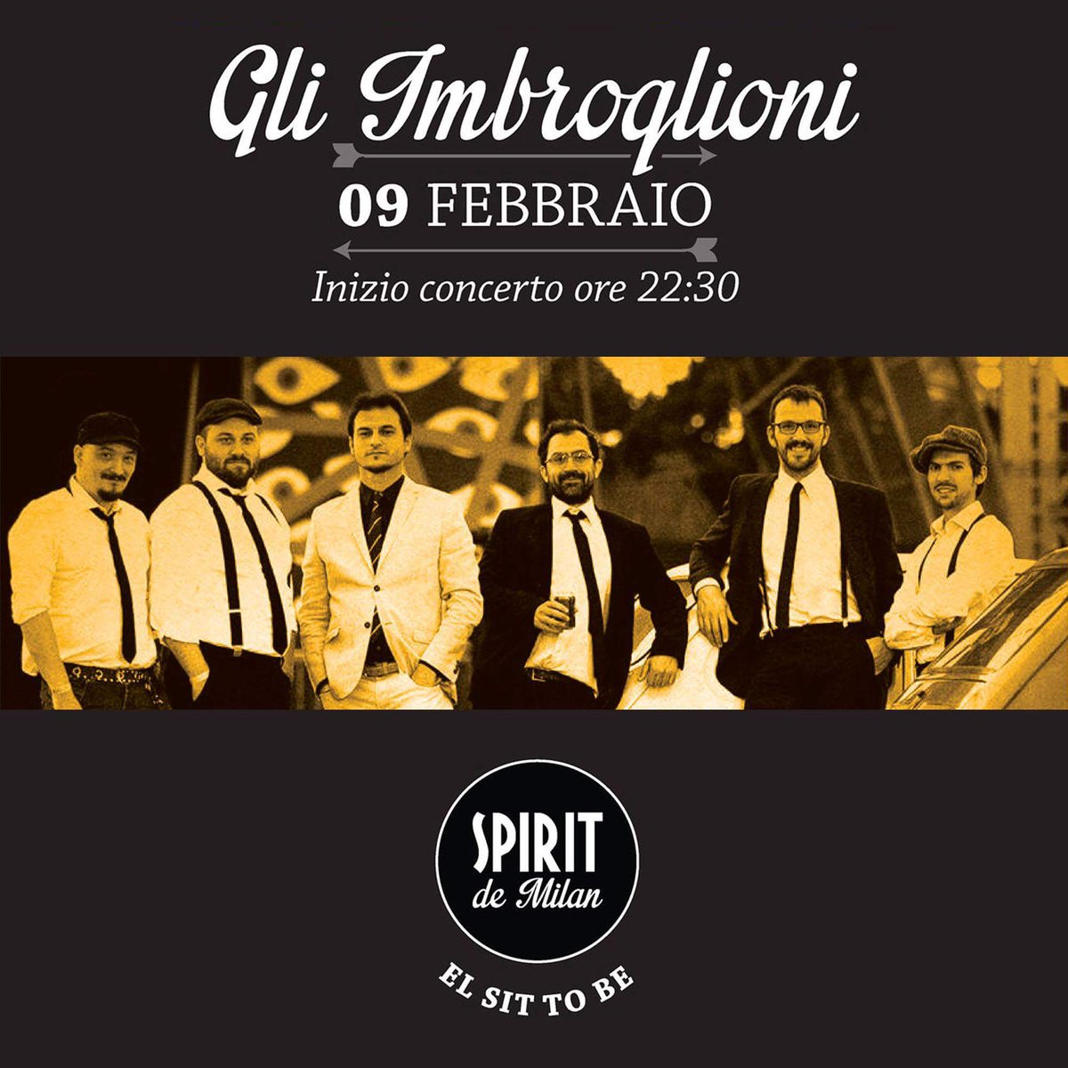 Venerdì 9 febbraio #gliimbroglioni allo <a href="/spirit_de_milan/">spiritdemilan</a>.
Non mancate!
Info spiritdemilan.it 
#milano #swing #Musica  #spiritdemilan