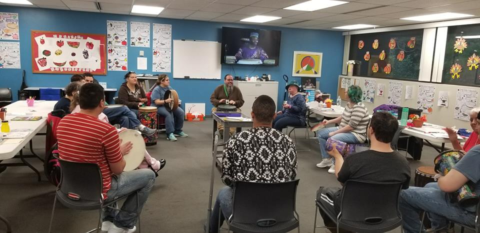 BlickCenter's tweet image. We love to see our Day Program clients enjoying their time at drum circle! #DayPrograms #Akron #SummitCounty #Nonprofit #Support