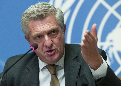 innercitypress's tweet photo. On #Nigeria sending 47 back to #Cameroon, 24 hours ago SG @AntonioGuterres' spokesman Dujarric said, UNHCR press release soon. But there is still NOTHING from UN/HCR. Inner City Press just asked again, Spox said he has nothing. Wag: except for a #GoldenStatue https://t.co/d49CpeWy5F