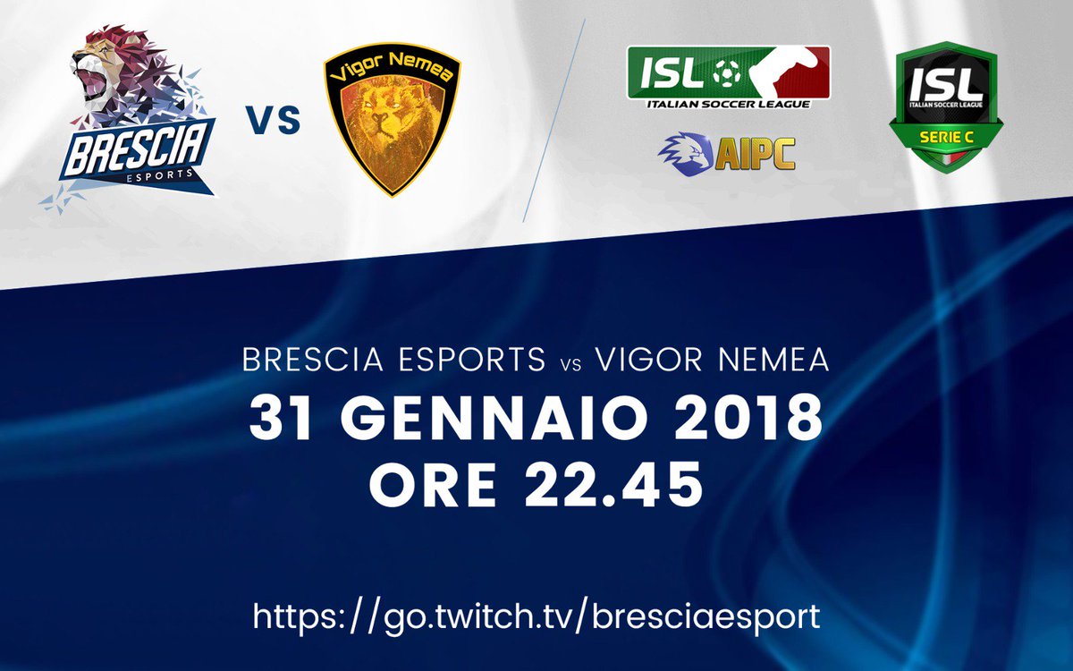 Brescia_eSports's tweet photo. Doppio impegno questa sera
โ๏ธ 22.00
๐Qualificazioni @ESLFIFA Pro League
๐๐ป https://t.co/qvSXNIJ38m e https://t.co/QNcKOg1oEE
Con la telecronaca di @ITAScar1986
_________
โ๏ธ 22.45
๐Serie C @AIPC_ITALIA
๐ #VigorNemea https://t.co/whJhTtWnDN
